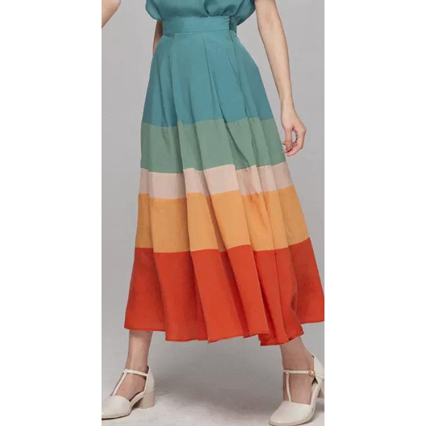 【2color】マルチカラーAラインスカート w-041