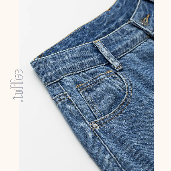 星型アップリケのハイウエストワイドジーンズ《Z00930》