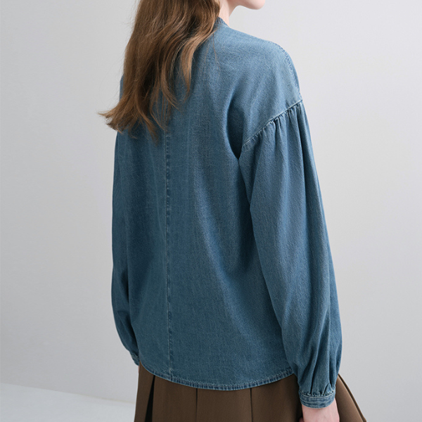 ラウンドネックデニムシャツ Z00097