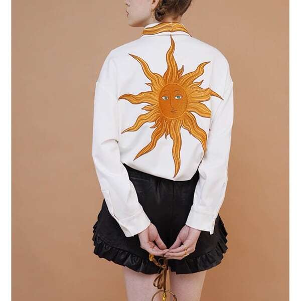 【2color】太陽刺繍シャツブラウス C0079
