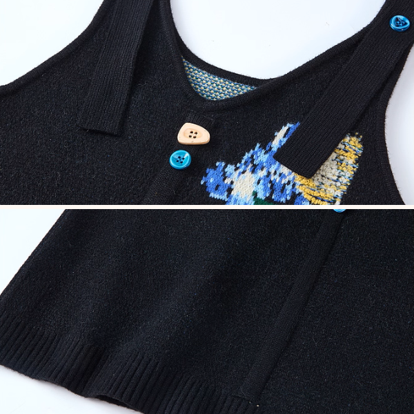 アイリスが咲くアート刺繍ワンピース《Z01129》