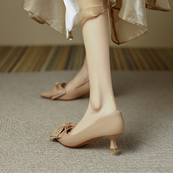 リボンポインテッドトゥパンプス X-038