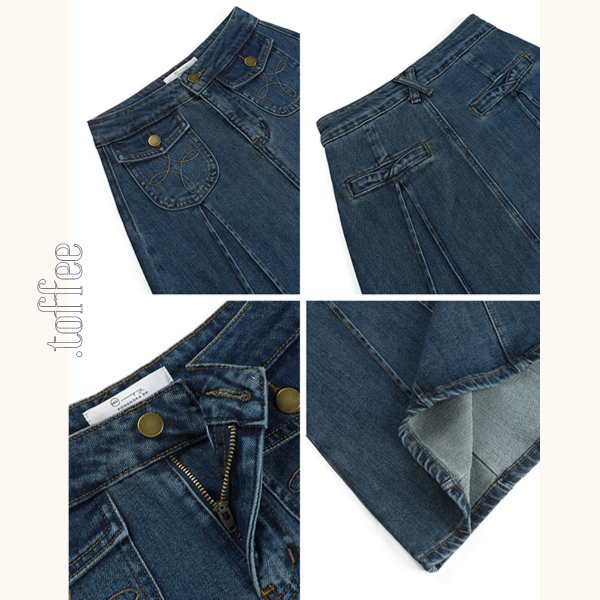 Aラインハイウエストロングデニムスカート 《Z00790》