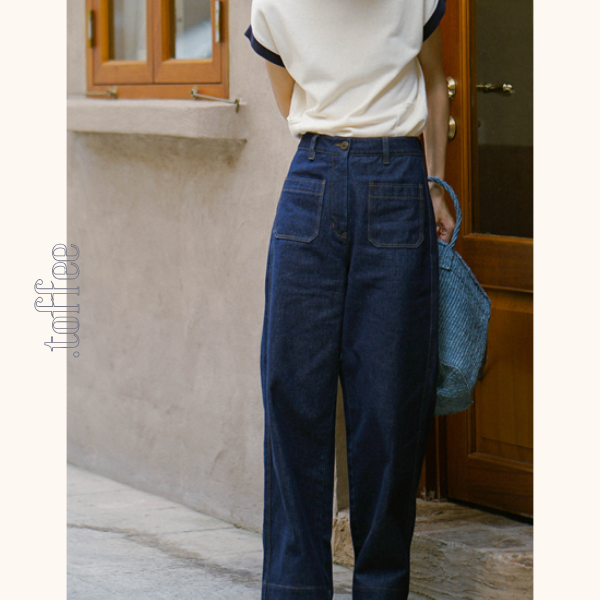 インディゴブルーワイドデニムパンツ Z00404