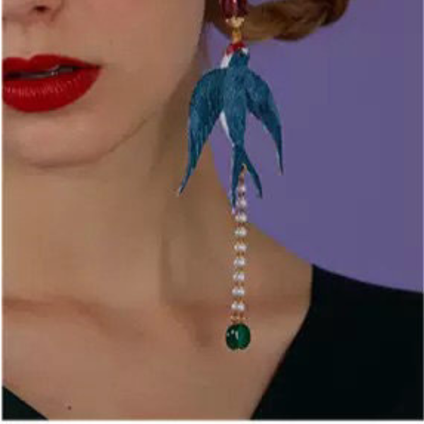 つばめ刺繍の耳飾り(ピアス・イヤリング) X-177