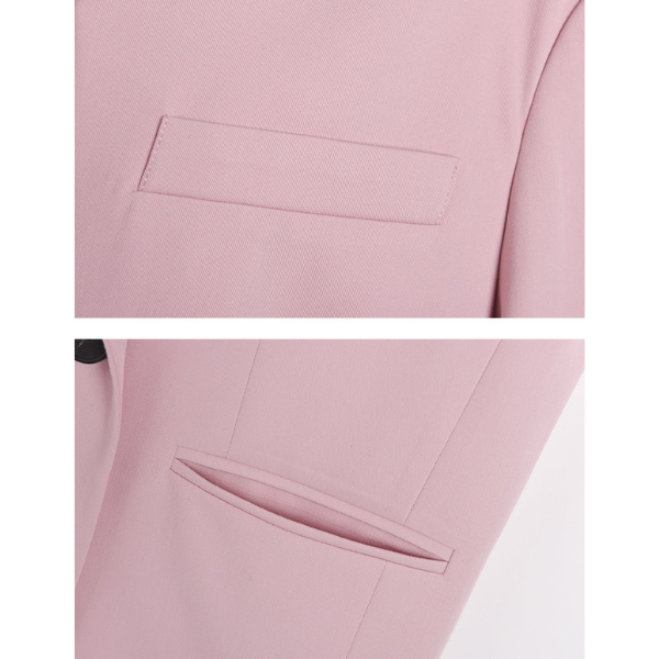 オーバーサイズジャケットとプリーツスカートのピンクセットアップ X-404