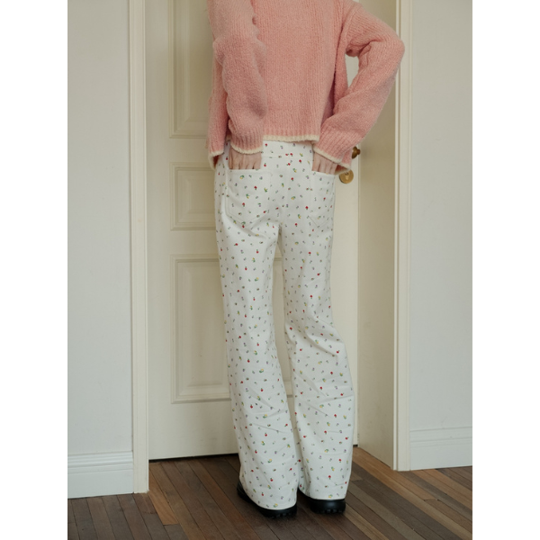 小花柄ワイドレッグカジュアルパンツ Z00017