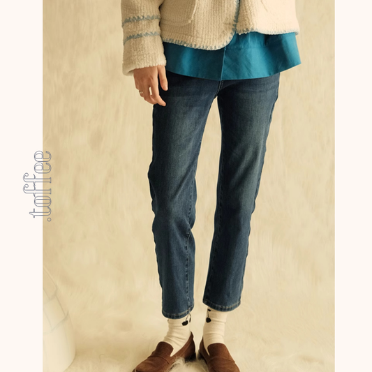 【2color】ハイウエストストレートデニムパンツ 《Z00712》