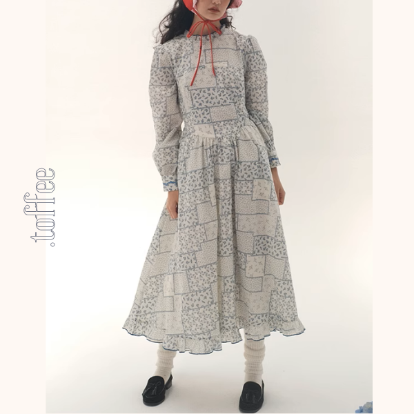 パッチワーク小花柄ロングワンピース《Z00986》