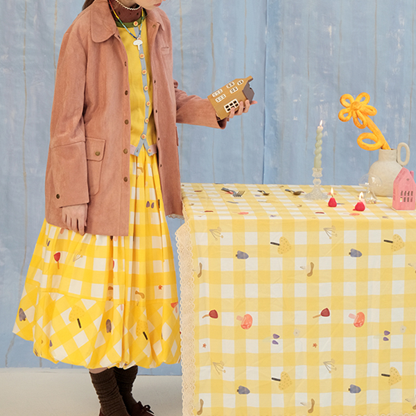 マッシュルームボタンイエローカーディガン Z00601