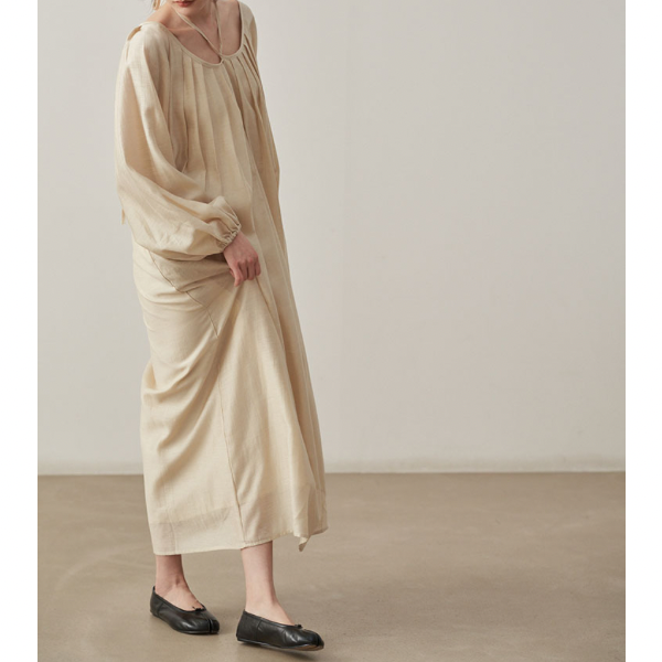 【2color】ホルターネックタックワンピース X-071