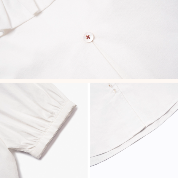 フリル襟が揺れるホワイトブラウス《Z01083》