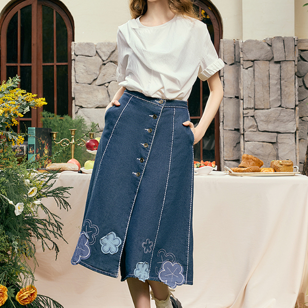 花柄刺繍デザインシャツ《Z00841》