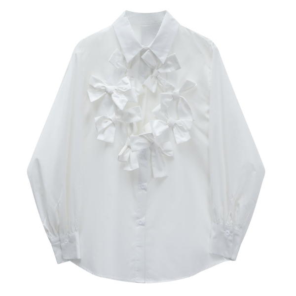 【3color】フロントリボンデザインルーズシャツ Z00049