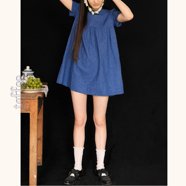 【2color】ドールカラーとプリーツの優美ワンピース《Z01049》