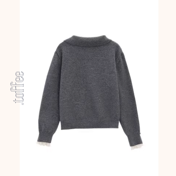 【3color】星降る午後のレース襟ニット《Z01142》