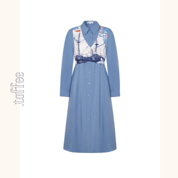 船と旅の重ね着風シャツワンピース《Z01132》