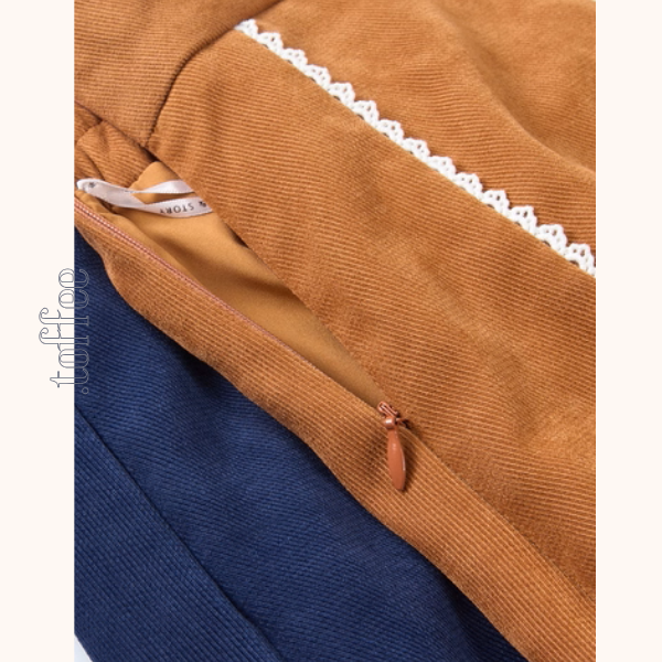 【2color】名画が踊る、切替アートプリントスカート《Z01123》