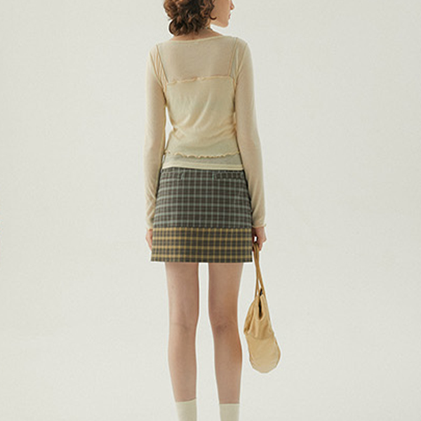 【2color】レイヤード風スリムTシャツ Z00442