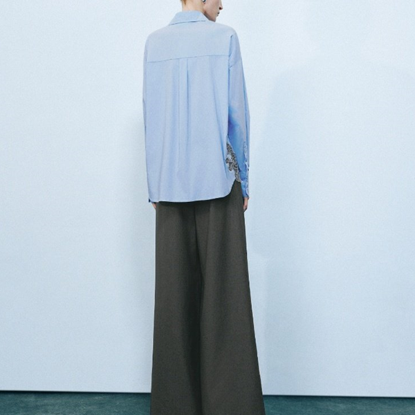 ボタニカルメッシュブルーシャツ Z00541