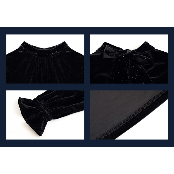 リボン付きブラックミニワンピース Z00086