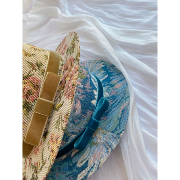 【3color】ゴブラン織り花柄ヴィンテージハット Z00058