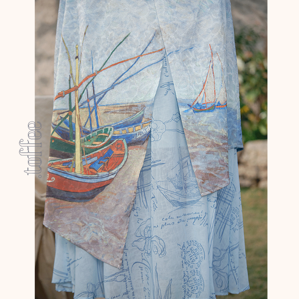 ヴィンテージプリントイレギュラーラップスカート《Z00842》