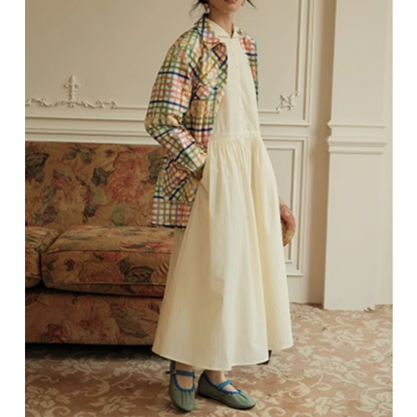 小花×チェック柄のカラフルシャツ Z00078