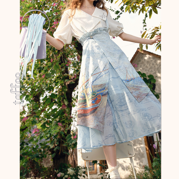 ヴィンテージプリントイレギュラーラップスカート《Z00842》