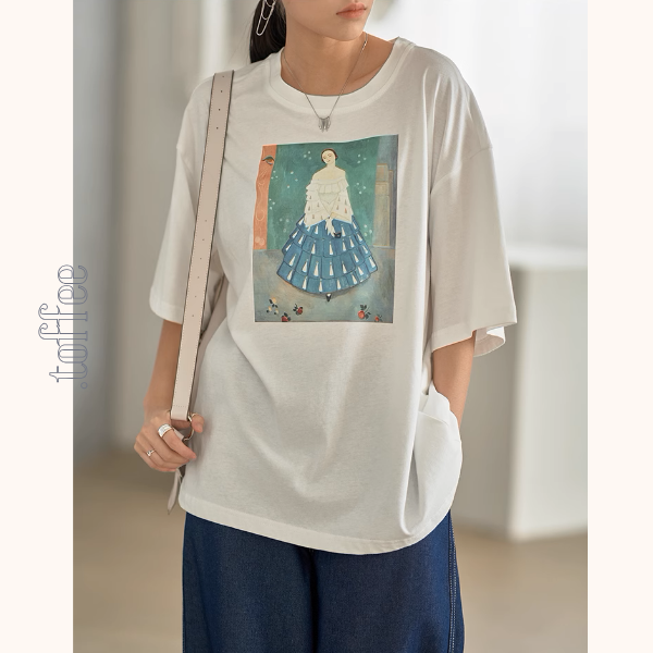 【8color】オーバーサイズドロップショルダープリントTシャツ《Z00994》