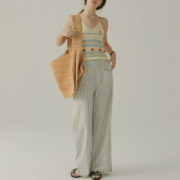 ストライプストレートパンツ Z00383