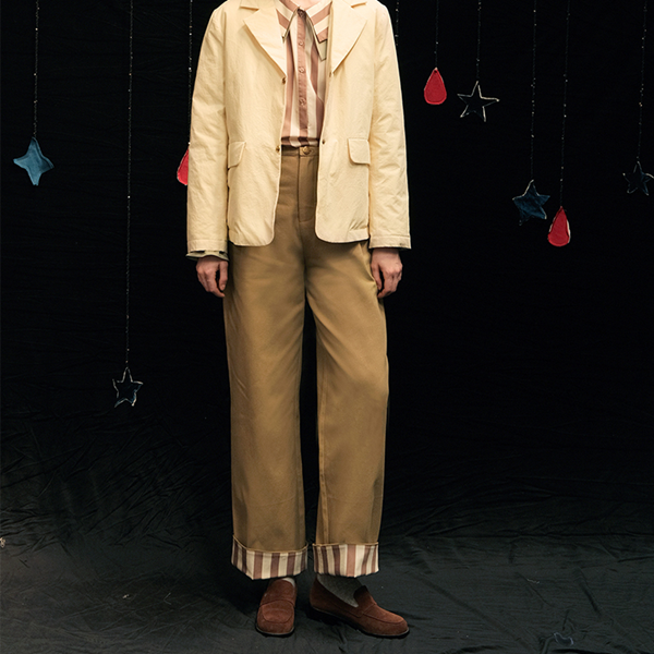 【2color】ルーズストライプカフパンツ Z00602