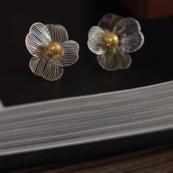 【2pattern】ワイヤーフラワーモチーフイヤーアクセサリー 《Z00768》