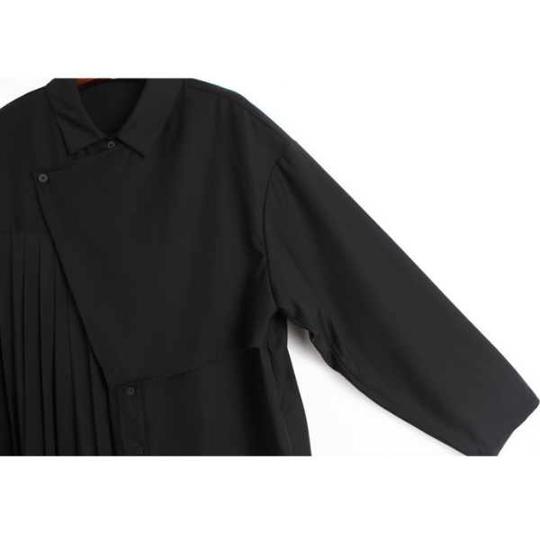 【2color】ラペルプリーツシャツ X-350