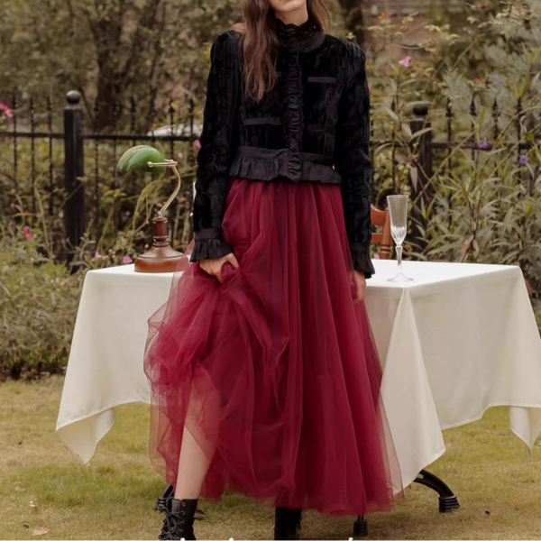 【2color】メッシュフェアリーロングスカート Z00189