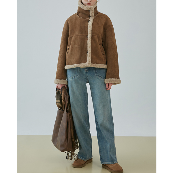 【2color】ハイウエストカジュアルストレートジーンズ X-482