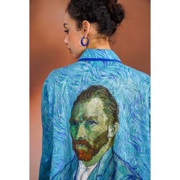 ゴッホ 自画像プリントブラウス C0126