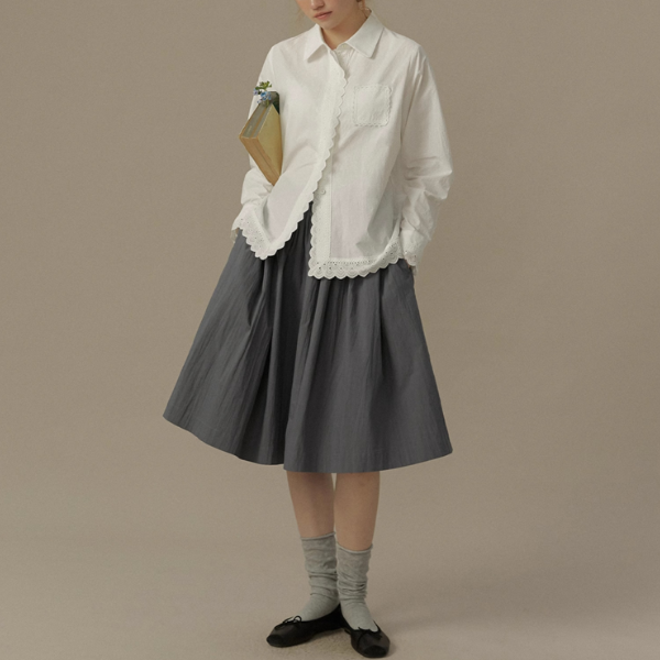 レース装飾ホワイトブラウス《Z00832》