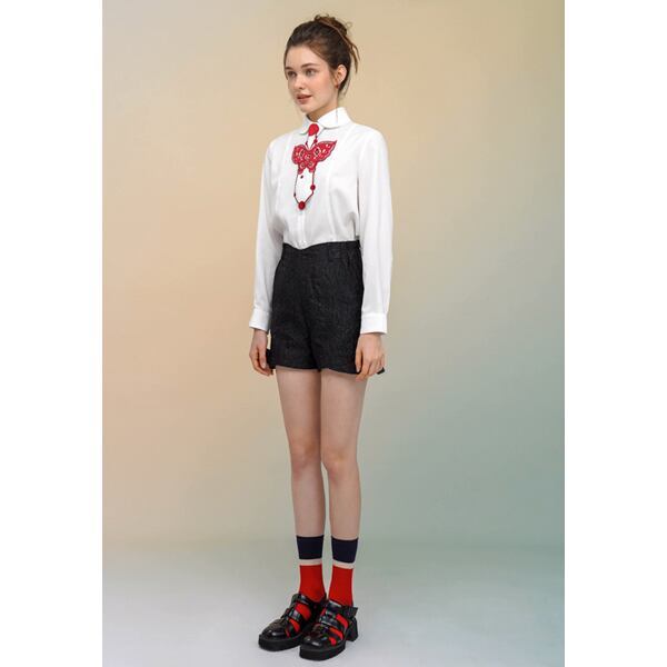 【2color】レトロバタフライ刺繍 ネオネクタイ C0137