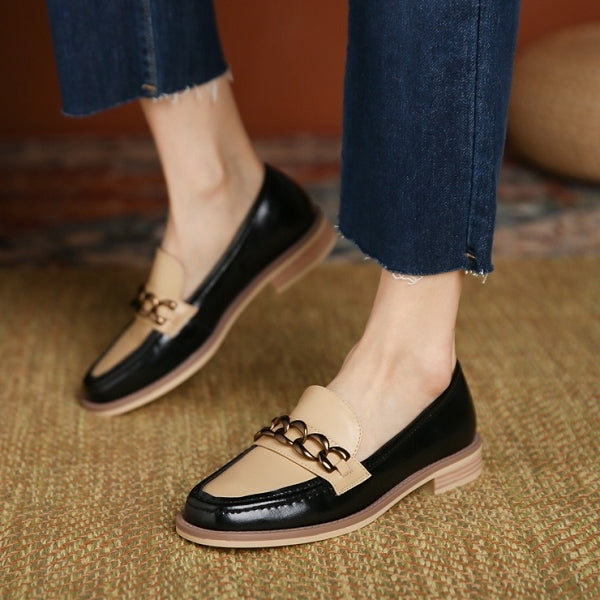 コントラストカラーアッパーチェーンローファー AU-121