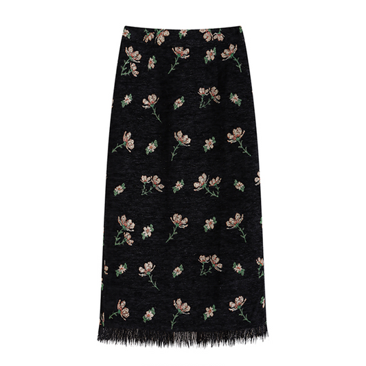 花柄タッセルジャカードスカート Z00574