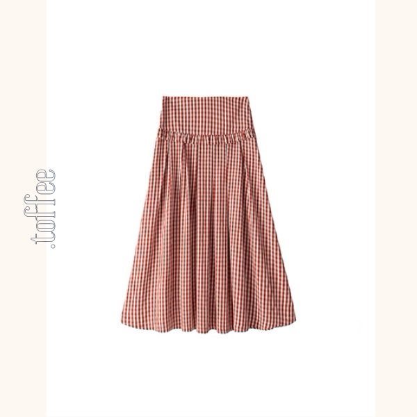 ギンガムチェックハイウエストフレアスカート《Z00882》