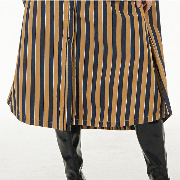 【2color】ストライプシャツワンピース X-349