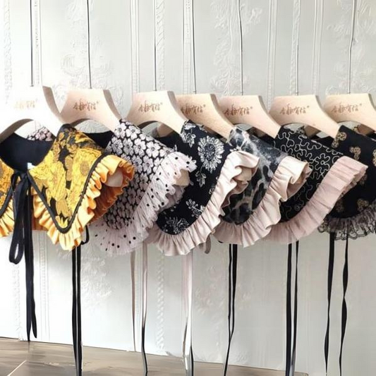 【6pattern】ジャガードフリルつけ襟 X-388