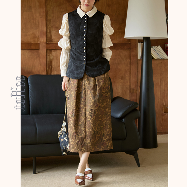 パフスリーブジャガードブラウス 《Z00808》