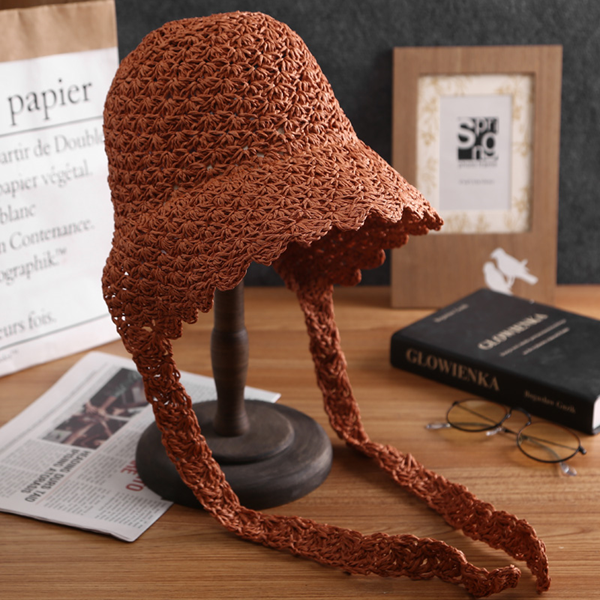 【3color】ストラップ付ストローハット Z00356