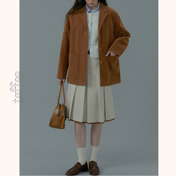 【2color】コントラストカラーヘムプリーツスカート《Z00834》