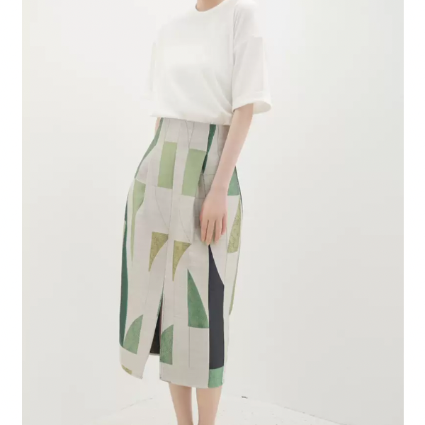 アーティスティックシルエットプリントスカート AU-091