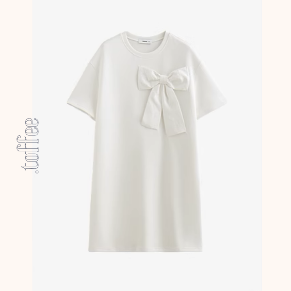 ビッグリボンデザインAラインミニ丈ワンピース《Z00931》