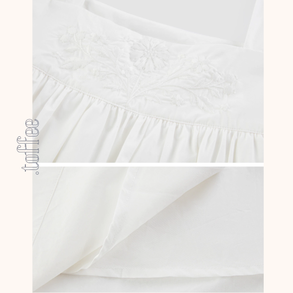 花刺繍ホワイトサスペンダースカート《Z01053》